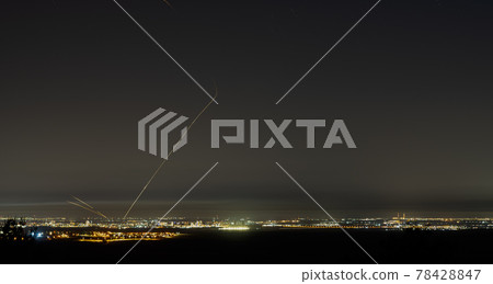 Iron dome rockets fire to arabs rockets over Ashkelon city Iron dome rockets fire to arabs rockets over Ashkelon city 78428847