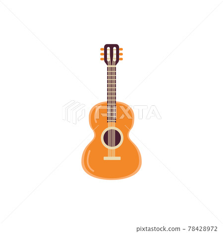 Icon of wooden classic string musical instrument - acoustic guitar. Icon of wooden classic string musical instrument - acoustic guitar. 78428972