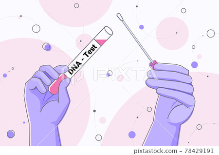 nurses hands holding buccal cotton swab and test tube ready to collect DNA from the cells genetic engineering 78429191
