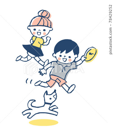 Kids playing with dogs 78429252