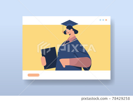 graduated student in web browser window graduate celebrating academic diploma degree education university certificate 78429258