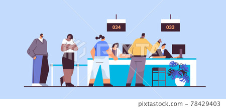 mix race people looking at display number board in waiting room with ticket system electronic queuing system mix race people looking at display number board in waiting room with ticket system electronic queuing system 78429403