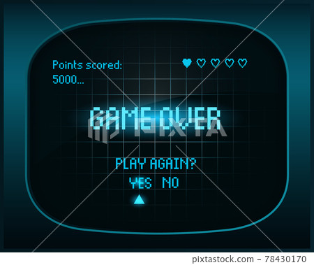 Game over on retro display clipart. Vintage console gaming arcade launch 78430170