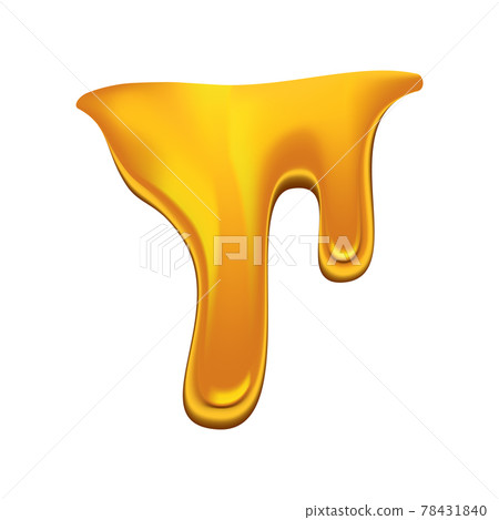 Honey dripping on white background. Golden flow syrup, caramel flowing or liquid melt template. Colorful delicious honey drops 78431840