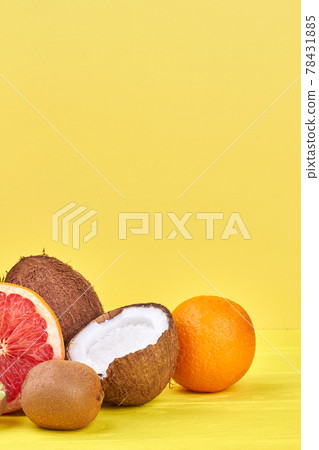 Ripe tropical fruits and copy space. 78431885