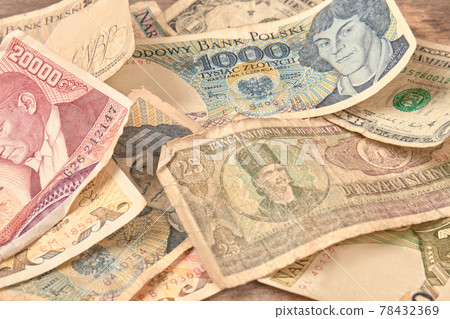 Retro world paper money, close up. Retro world paper money, close up. 78432369