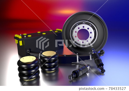 Many new auto parts for commercial transport... - Stock Illustration ...