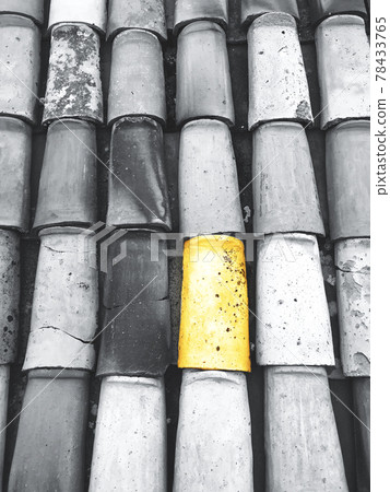 Gray rooftop with yellow tile Gray rooftop with yellow tile 78433765