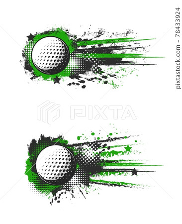 Golf sport ball grunge banner with paint splashes 78433924