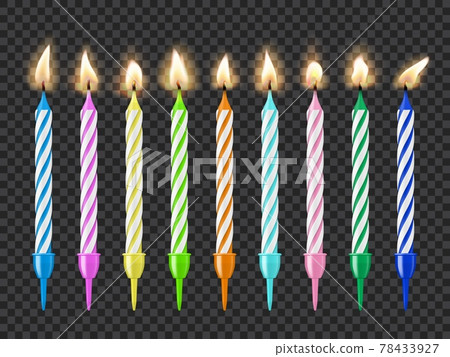 Birthday cake candles, candlelight fire flame set 78433927