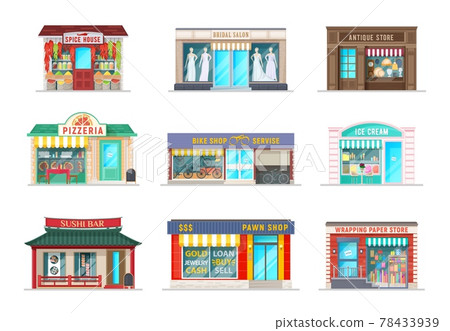 Street shops and stores cartoon vector buildings Street shops and stores cartoon vector buildings 78433939
