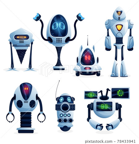 Robot, future android and bot cartoon characters 78433941