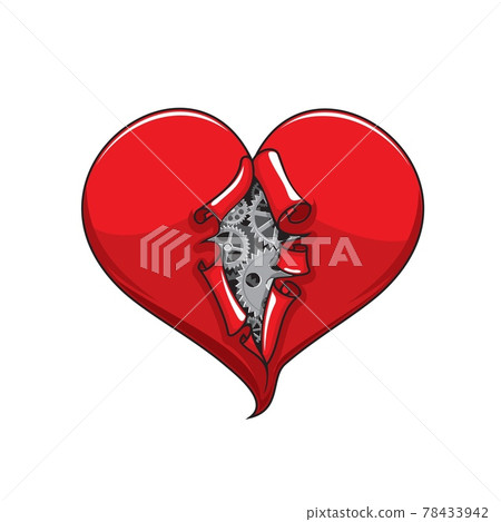 Heart with mechanical gears and cogwheels inside Heart with mechanical gears and cogwheels inside 78433942