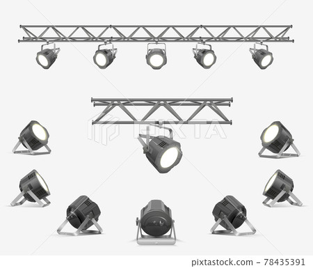 Lighting equipment set for an interview of a show contest or exhibition pavilion. 78435391