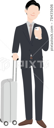 Office worker looking at a smartphone on a business trip 78435606