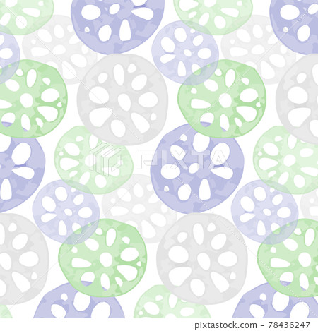 Watercolor-style lotus root seamless pattern Lucky Japanese pattern Vector illustration 78436247