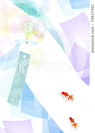 Fireworks, summer greetings, goldfish background 78437462