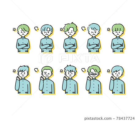 各種穿冬裝男學生的表情圖（上半身） 78437724