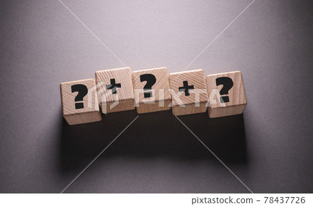 Question Mark Word with Wooden Cubes 78437726