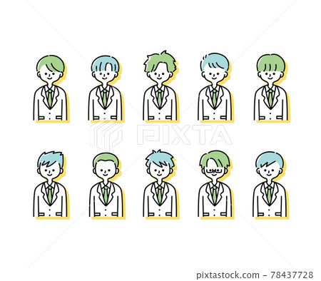 Illustrations of various male students in winter uniforms (upper body) 78437728