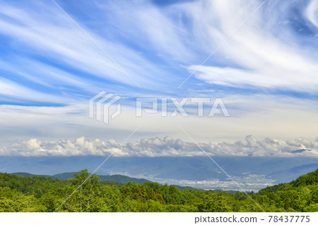 Zenkojidaira and summer sky overlooking the Iizuna plateau 78437775