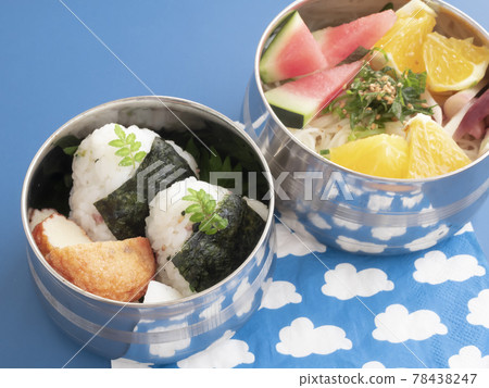 Summer refreshing somen noodles and rice ball lunch box Summer refreshing somen noodles and rice ball lunch box 78438247