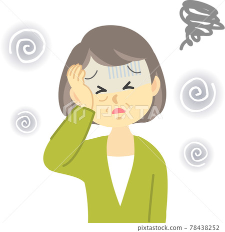 插圖素材:身體狀況不佳系列:頭痛頭暈眼花的老婦人 插圖素材:身體狀況不佳系列:頭痛頭暈眼花的老婦人 78438252