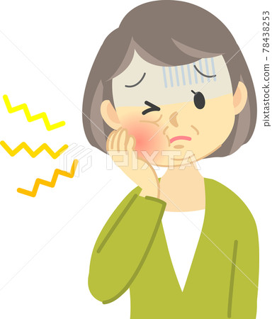 Illustration material: Poor physical condition series: An elderly woman with a toothache and a red and swollen cheek with her hand on the affected area to endure the pain Illustration material: Poor physical condition series: An elderly woman with a toothache and a red and swollen cheek with her hand on the affected area to endure the pain 78438253