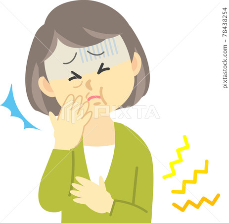 插圖素材:身體狀況不佳系列:因腹痛和食物中毒而噁心的老年婦女 插圖素材:身體狀況不佳系列:因腹痛和食物中毒而噁心的老年婦女 78438254