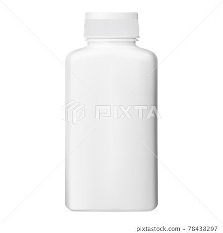 White pill bottle. Plastic vitamin jar, capsule 78438297