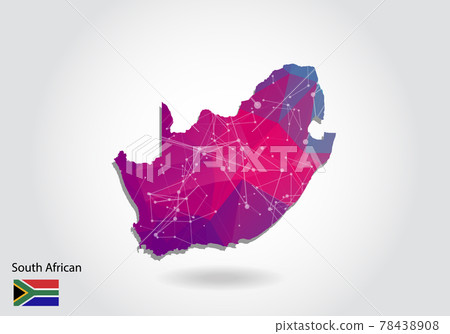 Vector polygonal south african map. Low poly design. map made of triangles on white background. geometric rumpled triangular low poly style gradient graphic, line dots, UI design. Vector polygonal south african map. Low poly design. map made of triangles on white background. geometric rumpled triangular low poly style gradient graphic, line dots, UI design. 78438908