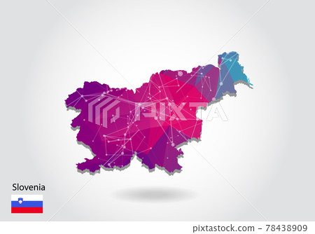 Vector polygonal Slovenia map. Low poly design. map made of triangles on white background. geometric rumpled triangular low poly style gradient graphic, line dots, UI design. Vector polygonal Slovenia map. Low poly design. map made of triangles on white background. geometric rumpled triangular low poly style gradient graphic, line dots, UI design. 78438909