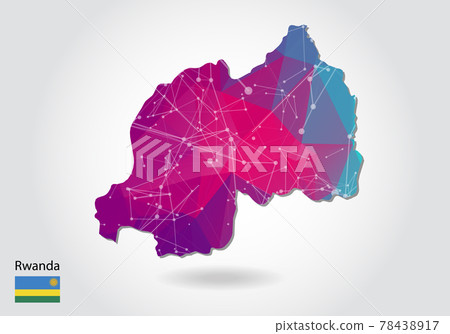Vector polygonal Rwanda map. Low poly design. map made of triangles on white background. geometric rumpled triangular low poly style gradient graphic, line dots, UI design. 78438917
