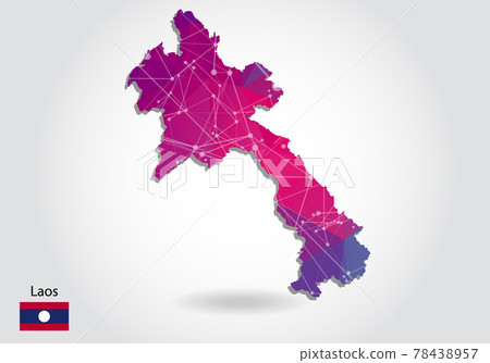 Vector polygonal laos map. Low poly design. map made of triangles on white background. geometric rumpled triangular low poly style gradient graphic, line dots, UI design. Vector polygonal laos map. Low poly design. map made of triangles on white background. geometric rumpled triangular low poly style gradient graphic, line dots, UI design. 78438957