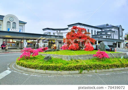 Tatebayashi Station and azaleas in full bloom (Tatebayashi City, Gunma Prefecture) 78439072