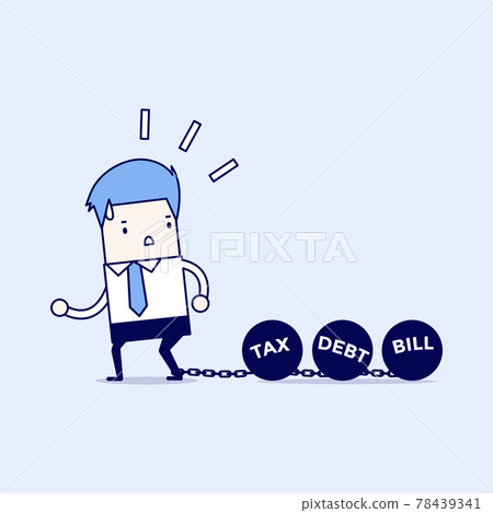 Businessman dragging chains and big ball, Debt Tax and Bill burden concept. Businessman dragging chains and big ball, Debt Tax and Bill burden concept. 78439341
