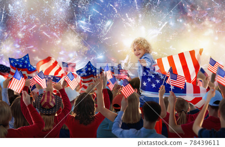 American family celebrating 4th of July American family celebrating 4th of July 78439611