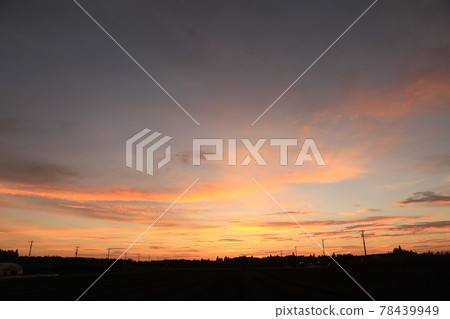 鄉村風光和夕陽的天空 78439949