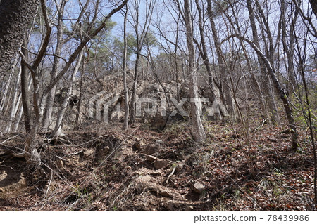 仰望群馬縣沼田市三角山的戶上山登山道、岩石路線、戶上礦山路線 仰望群馬縣沼田市三角山的戶上山登山道、岩石路線、戶上礦山路線 78439986