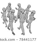 Illustrations of people walking and walking while looking at smartphones 78441177