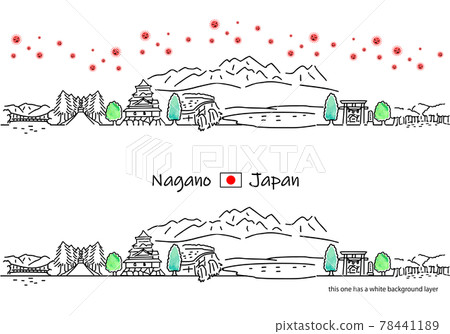 長野縣街道和新型冠狀病毒（大壩）的簡單線條畫集 78441189