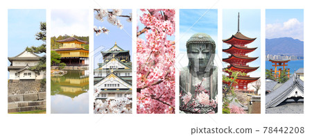 Set of vertical banners with landmarks of Japan Set of vertical banners with landmarks of Japan 78442208