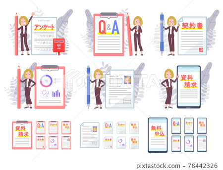 Set of various documents and blonde business women Set of various documents and blonde business women 78442326