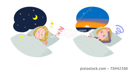 A set of blonde business women with good sleep and insomnia 78442386