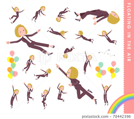 A set of blonde business women floating in the air 78442396