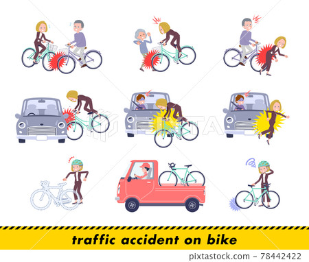A set of blonde business women in a bicycle accident 78442422