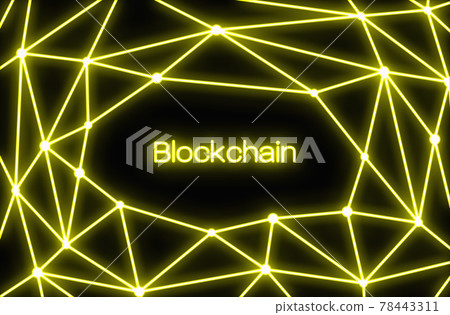Yellow neon labeled Blockchain Yellow neon labeled Blockchain 78443311