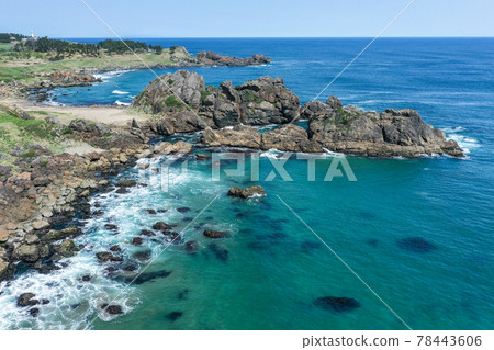 Aerial view "Aomori Prefecture" Aerial view along the beautiful Tanesashi coast of Hachinohe city 78443606
