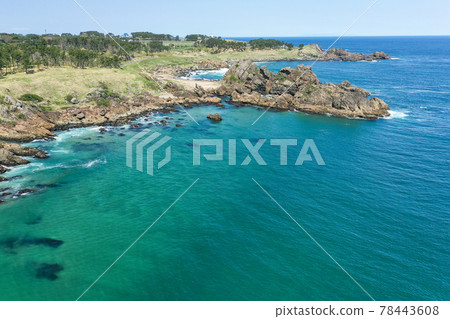 Aerial view "Aomori Prefecture" Aerial view along the beautiful Tanesashi coast of Hachinohe city 78443608