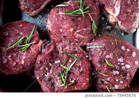 Filet mignon beaf steak. Raw butcher meat top view Filet mignon beaf steak. Raw butcher meat top view 78445678